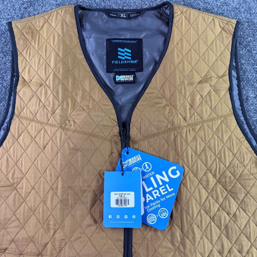 Fieldsheer Mobile Cooling Vest Unisex XL Khaki Quilted Hydrologic NWT Moto